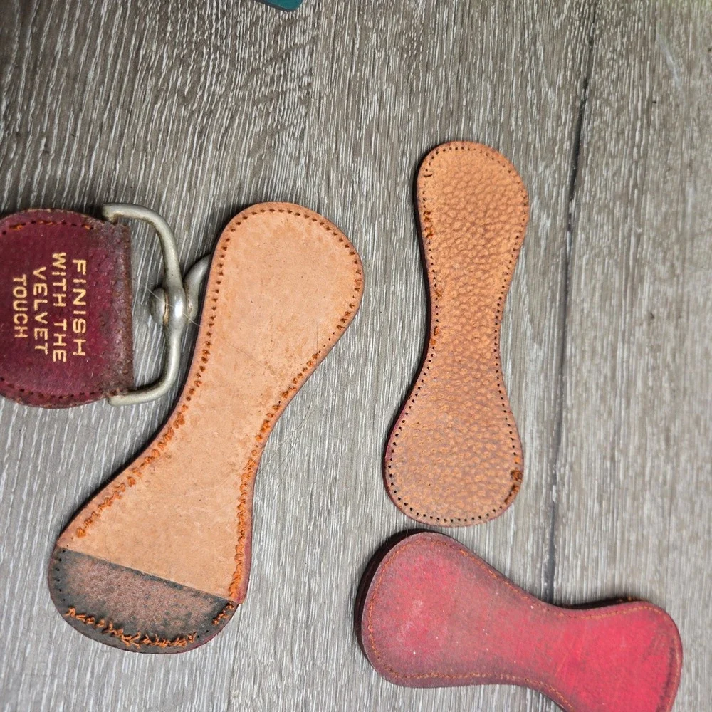 Vintage Newshell Leather Straight Razor Strop Velvet Touch Cut For Parts Repair